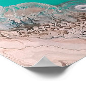 Blauw Turquoise Steen Uitzicht Marmer Kunst Uniek Poster (Hoek)