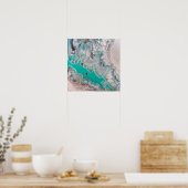Blauw Turquoise Steen Uitzicht Marmer Kunst Uniek Poster (Keuken)