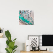 Blauw Turquoise Steen Uitzicht Marmer Kunst Uniek Poster (Thuiskantoor)