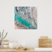 Blauw Turquoise Steen Uitzicht Marmer Kunst Uniek Poster (Keuken)