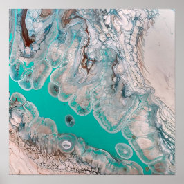 Blauw Turquoise Steen Uitzicht Marmer Kunst Uniek Poster