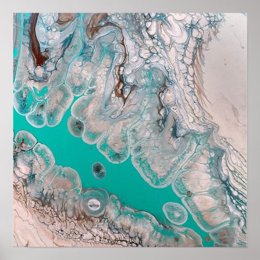 Blauw Turquoise Steen Uitzicht Marmer Kunst Uniek Poster (Voorkant)