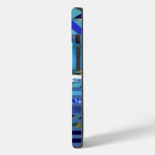 Blauw Turquoise Stripes Patroon Aangepaste naam Case-Mate iPhone Case (Achterkant / Links)