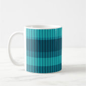 blauw turquoise tinten gestreept verticaal patroon koffiemok (Links)