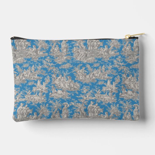  blauw turquoise toile de jouy bedrukt etui (Achterkant)