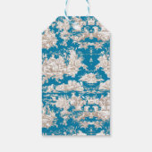 blauw turquoise toile de jouy monogram cadeaulabel (Achterkant)