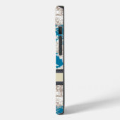 blauw turquoise toile de jouy monogram Case-Mate iPhone case (Achterkant / Links)