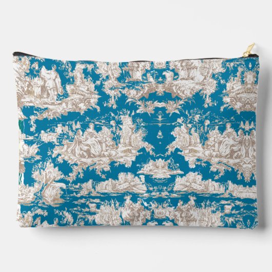 blauw turquoise toile de jouy monogram etui (Achterkant)