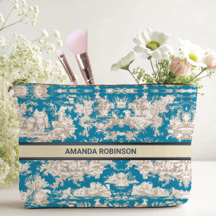 blauw turquoise toile de jouy monogram etui