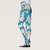  blauw turquoise toile de jouy monogram leggings (Links)
