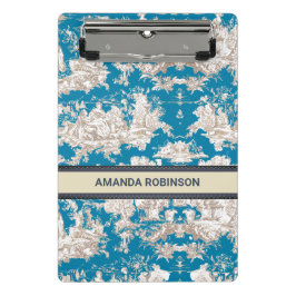  blauw turquoise toile de jouy monogram mini klembord