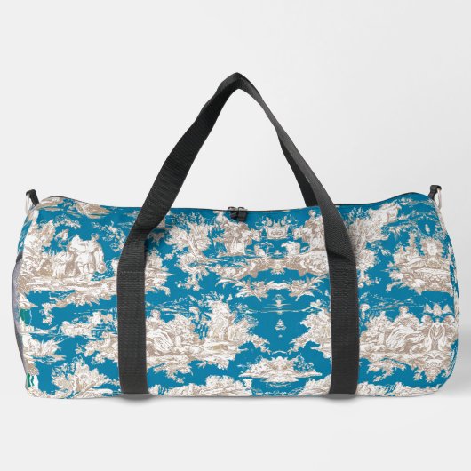  blauw turquoise toile de jouy monogram plunjezak (Achterkant)