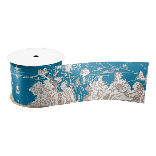  blauw turquoise toile de jouy monogram satijnen lint (Spoel)