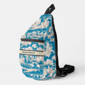  blauw turquoise toile de jouy monogram sling bag (Rechterhoek)
