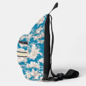  blauw turquoise toile de jouy monogram sling bag (Rechts)