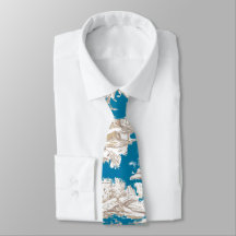  blauw turquoise toile de jouy monogram