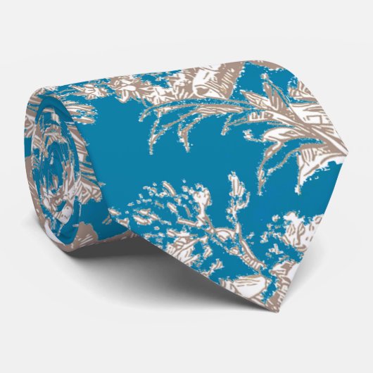 blauw turquoise toile de jouy monogram stropdas (Opgerold)