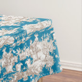  blauw turquoise toile de jouy monogram tafelkleed (Voorbeeld)