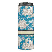  blauw turquoise toile de jouy monogram thermosbeker (Achterkant)