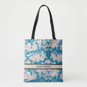 blauw turquoise toile de jouy monogram tote bag (Voorkant)