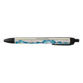 blauw turquoise toile de jouy monogram zwarte inkt pen (Bodem)