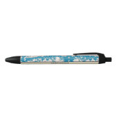 blauw turquoise toile de jouy monogram zwarte inkt pen (Bovenkant)