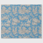 Blauw Turquoise Toile Frans Scene Cadeaupapier (Vlak)