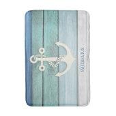 Blauw Turquoise Vervenigd Houten Anker Badmat (Voorkant Verticaal)