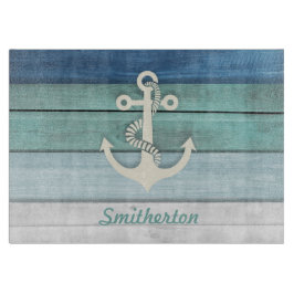 Blauw Turquoise Vervenigd Houten Anker Snijplank