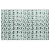 Blauw Turquoise Waterverf Bladeren Wit Stof (Yard (91,4 cm))