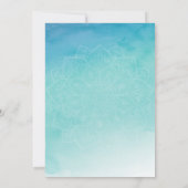 Blauw/Turquoise Waterverf Mandala Bruidsfeest 2 Kaart (Achterkant)