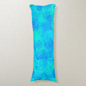 Blauw Turquoise Wervelingen Patroon Lichaamskussen (Voorkant Verticaal)