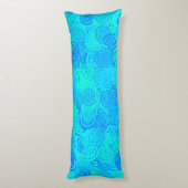 Blauw Turquoise Wervelingen Patroon Lichaamskussen (Achterkant (Verticaal))