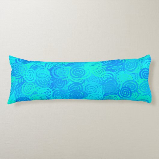 Blauw Turquoise Wervelingen Patroon Lichaamskussen (Voorkant)