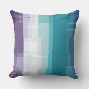 blauw, Turquoise, wit en Paarse geometrisch Kussen