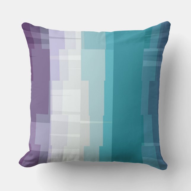 blauw, Turquoise, wit en Paarse geometrisch Kussen (Voorkant)