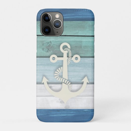 Blauw Turquoise Wit Hout Anker Case-Mate iPhone Case (Achterkant)