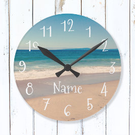 Blauw Turquoise Zandstrand Schitterende Foto Ronde Klok