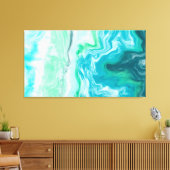 Blauw, Turquoise Zee Waves Digital Fluid Art Canvas Afdruk (Insitu (Woonkamer))
