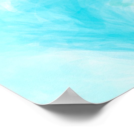 Blauw, Turquoise Zee Waves Digital Fluid Art Poster (Hoek)