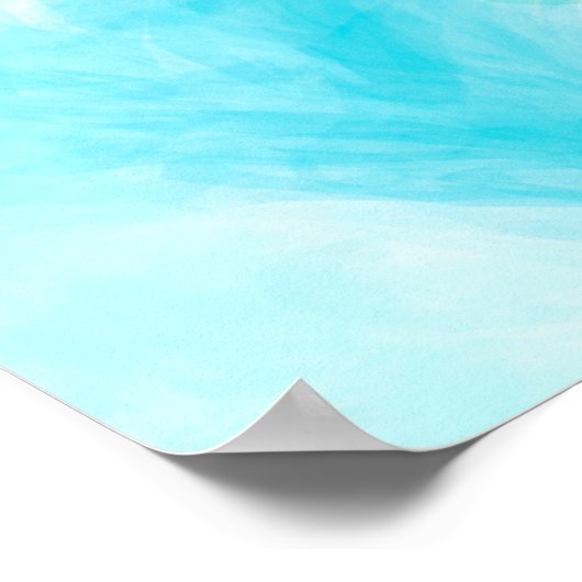 Blauw, Turquoise Zee Waves Digital Fluid Art Poster (Hoek)