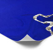 Blauw Turquoise Zilveren Marmeren Abstracte Kunst Poster (Hoek)