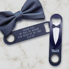Blauw Tuxedo Trouw Man van Eer Bar Sleutel Speed Flessenopener