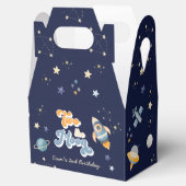 Blauw twee de maan Verjaardag van de Ruimte Bedankdoosjes (Geopend)