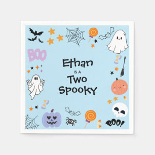 Blauw Twee Griezelig Schattig Spook Halloween 2de  Servet