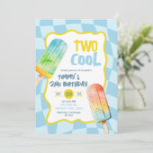 Blauw Twee Koele Popsicle Zomer Jongen Verjaardag Kaart (Staand voorkant)