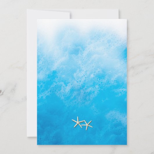 Blauw Twee Minder Vis in het Zee Post Bruiloft Kaart (Achterkant)