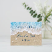 Blauw Twee Minder Vissen in het Zee Sla de Datum o Briefkaart (Staand voorkant)