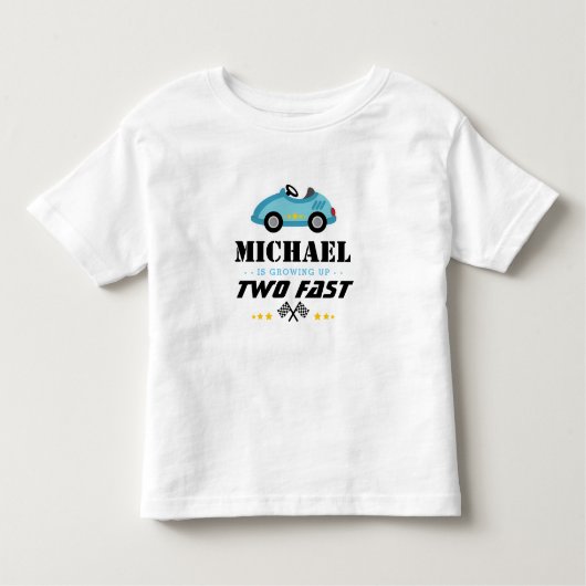 Blauw Twee Snelle Race Auto tweede verjaardag Kinder Shirts (Voorkant)