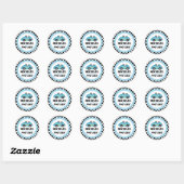 Blauw Twee snelle Race Car party cirkel Ronde Sticker (Vel)